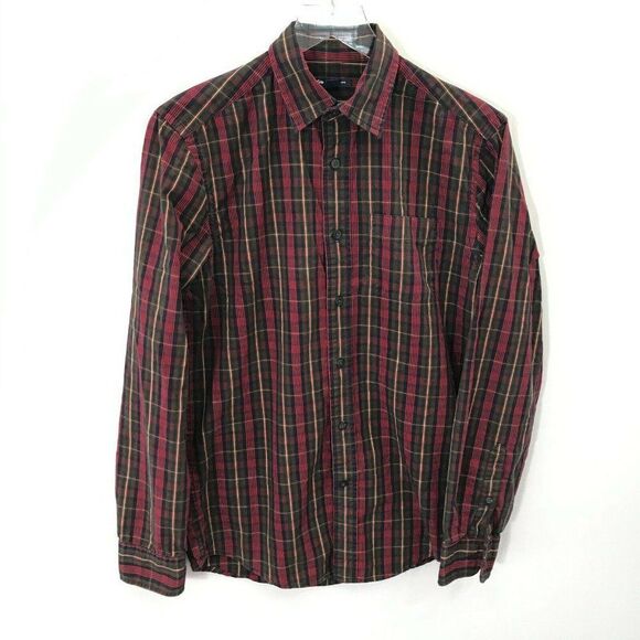 Gap Mens Plaid Button Front Shirt Sz S Long Sleeve - Picture 1 of 9